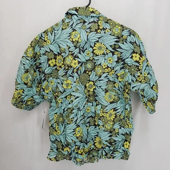 INC International Concepts Button Front Floral Print Top Medium (AR) - Picture 6 of 6